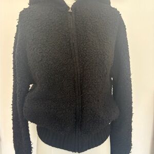 Vince Black merino wool cozy Teddy Jacket hoodie XS (oversized)